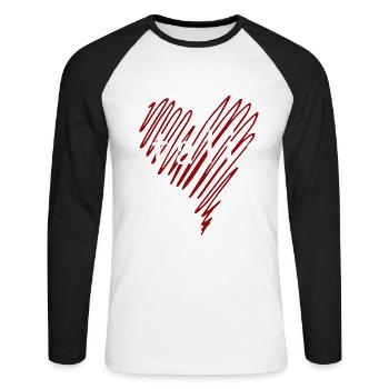 J’aime l’Italie, fierté italienne - T-shirt baseball manches longues Homme - blanc/noir - Devant - Nik (191cm)