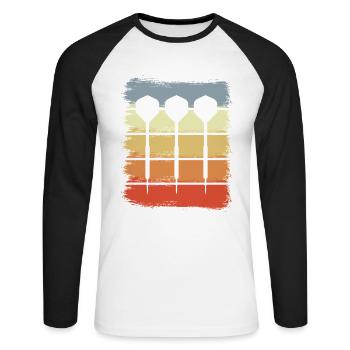 Fléchettes rétro - T-shirt baseball manches longues Homme - blanc/noir - Devant - Nik (191cm)