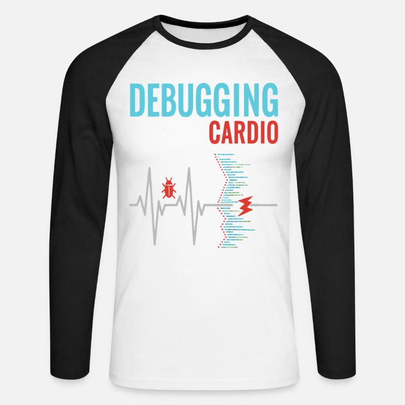 Debugging ist mein Cardio - Programmierer Nerd - Unisex Baseballshirt langarm - Weiß/Schwarz