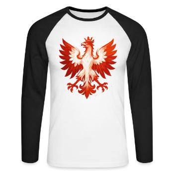 Poland Polska Eagle Flag Flag Epic Gift - Unisex Long Sleeve Baseball T-Shirt - white/black - Front - Nik (191cm)