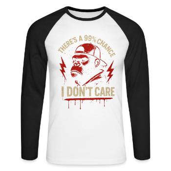99 % de chances que je m’en fiche - T-shirt baseball manches longues Homme - blanc/noir - Devant - Nik (191cm)