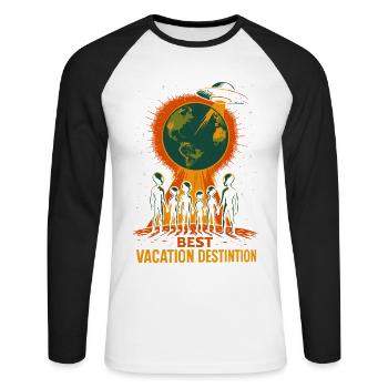 Cosmic Family Adventure T-Shirt - Unisex Long Sleeve Baseball T-Shirt - white/black - Front - Nik (191cm)