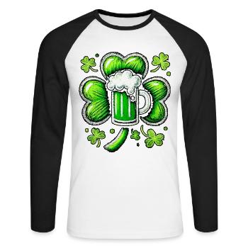 Green Pastel St. Patrick's Beer Design - Unisex Long Sleeve Baseball T-Shirt - white/black - Front - Nik (191cm)