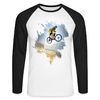 Surfez sur la chute - T-shirt baseball manches longues Homme - blanc/noir - Devant - Nik (191cm)
