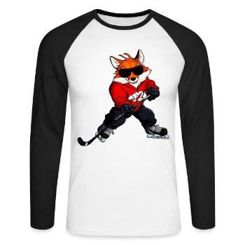 Eishockey Fuchs - Unisex Baseballshirt langarm - Weiß/Schwarz - Vorne - Nik (191cm)