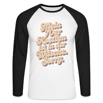 70s Costume Is In The Lingerie 70s Party 70s - Unisex Long Sleeve Baseball T-Shirt - white/black - Front - Nik (191cm)