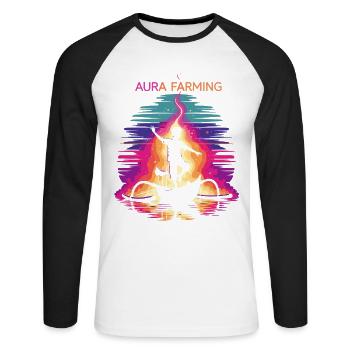 Aura Farming Traditional Dance - Unisex Long Sleeve Baseball T-Shirt - white/black - Front - Nik (191cm)
