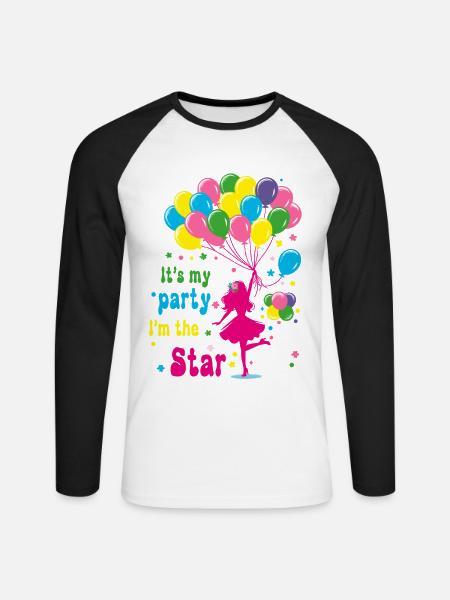Feierliches Mädchen mit Luftballons Design - Unisex Baseballshirt langarm - Weiß/Schwarz