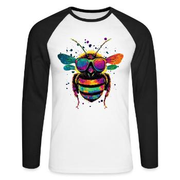 abeilles apiculteur miel apiculteur abeilles abeille mignonne - T-shirt baseball manches longues Homme - blanc/noir - Devant - Nik (191cm)