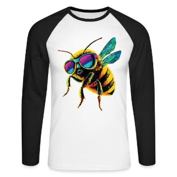 abeilles apiculteur miel apiculteur abeilles abeille mignonne - T-shirt baseball manches longues Homme - blanc/noir - Devant - Nik (191cm)