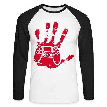 The Gamer in You (Red) - Unisex Long Sleeve Baseball T-Shirt - white/black - Front - Nik (191cm)