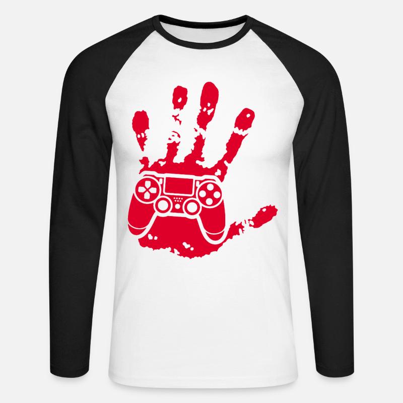 Der Gamer in dir (rot) - Unisex Baseballshirt langarm - Weiß/Schwarz