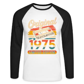 50th Birthday Man Woman 50 Years Decoration 1975 Gesche - Unisex Long Sleeve Baseball T-Shirt - white/black - Front - Nik (191cm)