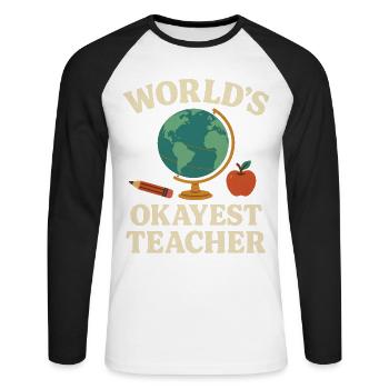 Teacher Planet Earth School and Funny - Unisex Long Sleeve Baseball T-Shirt - white/black - Front - Nik (191cm)