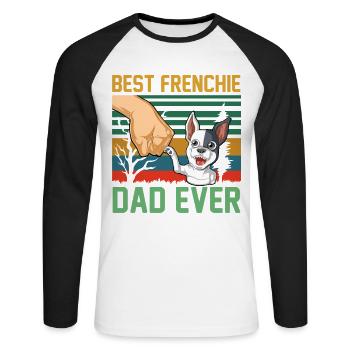 Bester Frenchie-Vater aller Zeiten – Lustige französische Bulldogge - Unisex Baseballshirt langarm - Weiß/Schwarz - Vorne - Nik (191cm)