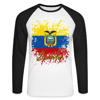 Fierté équatorienne, drapeau de l’Équateur - T-shirt baseball manches longues Homme - blanc/noir - Devant - Nik (191cm)