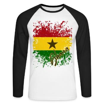 I love Ghana, Ghanaian pride - Unisex Long Sleeve Baseball T-Shirt - white/black - Front - Nik (191cm)