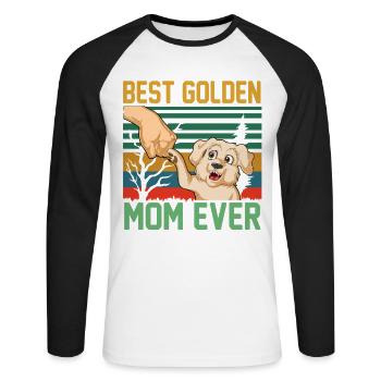 Citation de maman Golden Retriever - T-shirt baseball manches longues Homme - blanc/noir - Devant - Nik (191cm)
