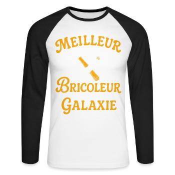 Meilleur Bricoleur de la Galaxie - T-shirt baseball manches longues Homme - blanc/noir - Devant - Nik (191cm)