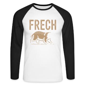 Frechdachs - Unisex Baseballshirt langarm - Weiß/Schwarz - Vorne - Nik (191cm)