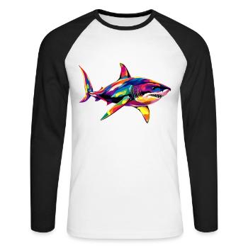 requin requin tigre requin plongeur requins mignons grand requin blanc - T-shirt baseball manches longues Homme - blanc/noir - Devant - Nik (191cm)