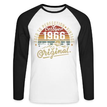 1966 Born in october 1966 Born in october 1966 - Unisex Long Sleeve Baseball T-Shirt - white/black - Front - Nik (191cm)