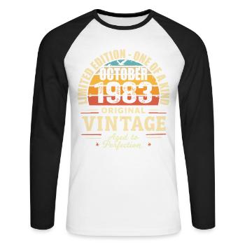 Retro October 1983 - birthday october 1983 - Unisex Long Sleeve Baseball T-Shirt - white/black - Front - Nik (191cm)