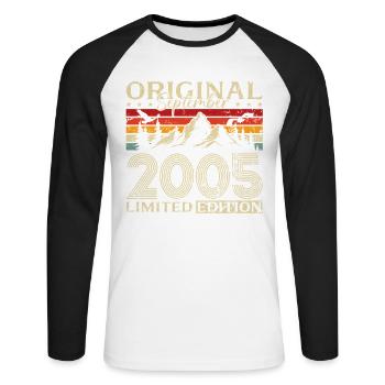 20th Birthday Vintage September Vintage 2005 - Unisex Long Sleeve Baseball T-Shirt - white/black - Front - Nik (191cm)
