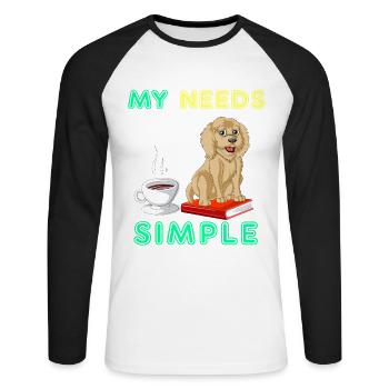 Books, Coffee & Golden Doodle Vibes - Unisex Long Sleeve Baseball T-Shirt - white/black - Front - Nik (191cm)