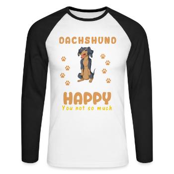 teckel mignon Make Me Happy Citation Design - T-shirt baseball manches longues Homme - blanc/noir - Devant - Nik (191cm)