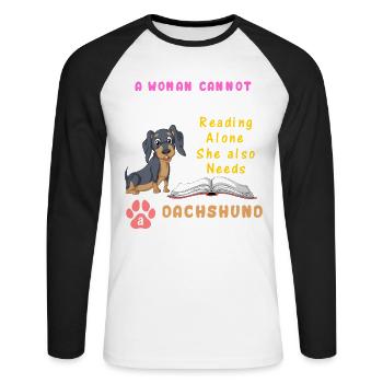 Dackel - Unisex Baseballshirt langarm - Weiß/Schwarz - Vorne - Nik (191cm)