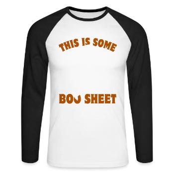 Halloween Ghost - This is some Boo Sheet - Unisex Long Sleeve Baseball T-Shirt - white/black - Front - Nik (191cm)