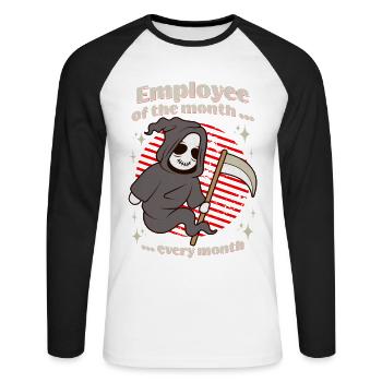 Grim Reaper Employé du mois - T-shirt baseball manches longues Homme - blanc/noir - Devant - Nik (191cm)