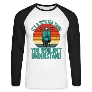 It's A Scooter Thing Motorcycle Lover Scootering - Unisex Baseballshirt langarm - Weiß/Schwarz - Vorne - Nik (191cm)