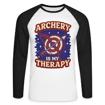 Le tir à l'arc est mon archer thérapeutique - T-shirt baseball manches longues Homme - blanc/noir - Devant - Nik (191cm)