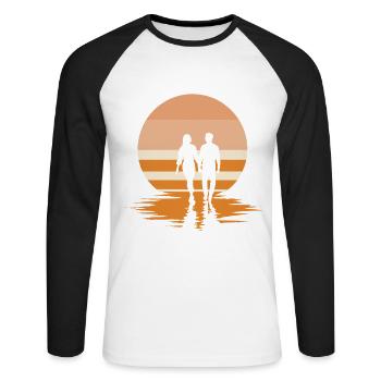 Romantic sunset on the beach - Unisex Long Sleeve Baseball T-Shirt - white/black - Front - Nik (191cm)