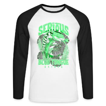 Gardien de reptiles sérieux au sujet des scinques à langue bleue - T-shirt baseball manches longues Homme - blanc/noir - Devant - Nik (191cm)