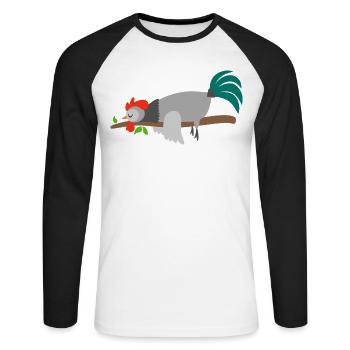 Coq Poulet Coq Poulets Coqs Pyjama T-shirt - T-shirt baseball manches longues Homme - blanc/noir - Devant - Nik (191cm)