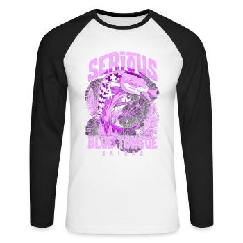 Gardien de reptiles sérieux au sujet des scinques à langue bleue - T-shirt baseball manches longues Homme - blanc/noir - Devant - Nik (191cm)