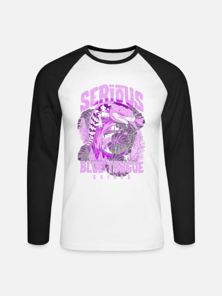 Ernsthaft über Blauzungenskinke Reptilienhalter - Unisex Baseballshirt langarm - Weiß/Schwarz
