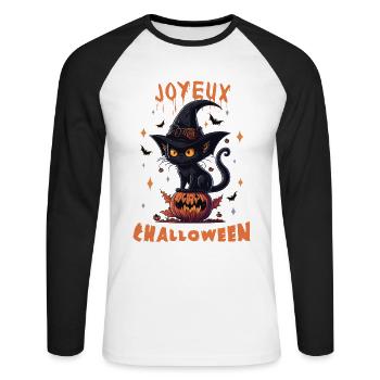 Simple Halloween Costume Gift Idea - Unisex Long Sleeve Baseball T-Shirt - white/black - Front - Nik (191cm)