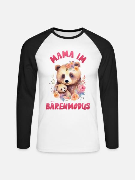 Werdende Mutter MAMA IM BÄRENMODUS Lustig - Unisex Baseballshirt langarm - Weiß/Schwarz