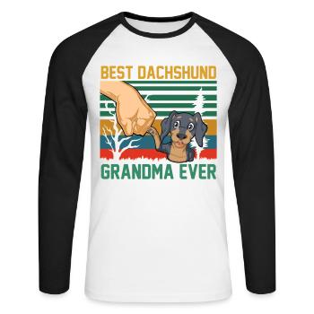 Best Dachshund Grandma Ever Design - Unisex Long Sleeve Baseball T-Shirt - white/black - Front - Nik (191cm)