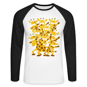 Dabbing Girafes dansantes - T-shirt baseball manches longues Homme - blanc/noir - Devant - Nik (191cm)
