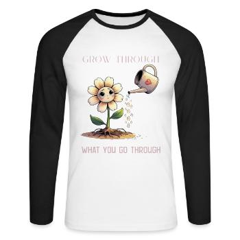 Self-love grows with every tear - Unisex Long Sleeve Baseball T-Shirt - white/black - Front - Nik (191cm)