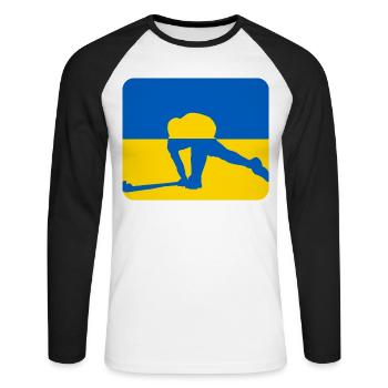 Ukraine Peace Hockey Design - Unisex Long Sleeve Baseball T-Shirt - white/black - Front - Nik (191cm)