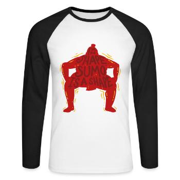 Lutteur de sumo Lutte japonaise Nagoya - T-shirt baseball manches longues Homme - blanc/noir - Devant - Nik (191cm)