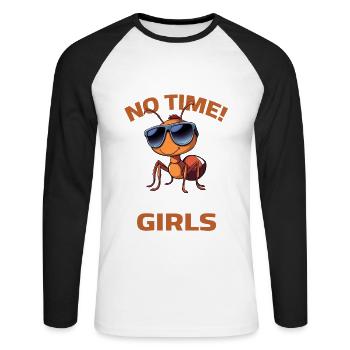 Ameise Garten Sprüche Gartenfreunde Gartenarbeit - Unisex Baseballshirt langarm - Weiß/Schwarz - Vorne - Nik (191cm)