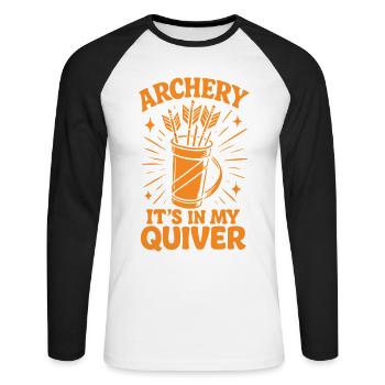 Le tir à l'arc est dans mon carquois Archer - T-shirt baseball manches longues Homme - blanc/noir - Devant - Nik (191cm)