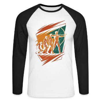 Evolution of Archery Archer Bow Target - Unisex Long Sleeve Baseball T-Shirt - white/black - Front - Nik (191cm)